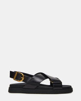 DONELLI Black Leather Strappy Footbed Women's Sandal | Steve Madden on Sale