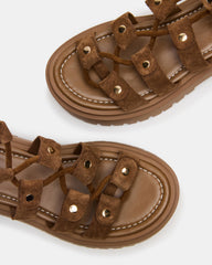 LYRIAN Cognac Suede Platform Lace-Up Strappy Women's Sandal | Steve Madden near me