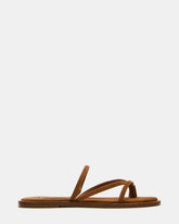 ELLERY Chestnut Suede Strappy Thong Slide Women's Sandal | Steve Madden US