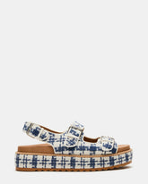 BIGMONA2.0 Blue/White Platform Footbed Flatform Women's Sandal | Steve Madden outlet