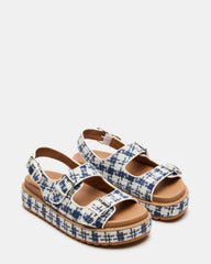 BIGMONA2.0 Blue/White Platform Footbed Flatform Women's Sandal | Steve Madden outlet