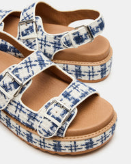 BIGMONA2.0 Blue/White Platform Footbed Flatform Women's Sandal | Steve Madden outlet