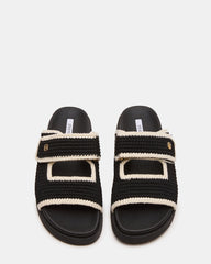 MAYSIE Black Multi Woven Flatform Footbed Slide Women's Sandal | Steve Madden for Sale