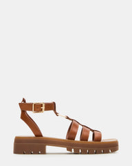 JARELLI Tan Leather Strappy Platform Women's Sandal | Steve Madden discount