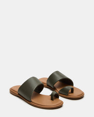 ZANI Olive Leather Women's Slide Sandal | Steve Madden discount