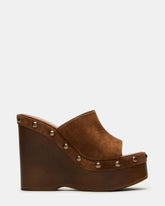JOVIE Chestnut Suede Platform Studded Wedge Women's Sandal | Steve Madden US
