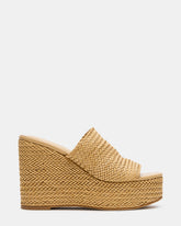 CASSI Natural Platform Raffia Wedge Women's Sandal | Steve Madden discount