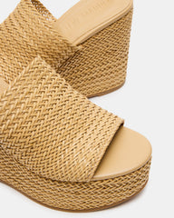 CASSI Natural Platform Raffia Wedge Women's Sandal | Steve Madden discount
