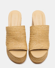 CASSI Natural Platform Raffia Wedge Women's Sandal | Steve Madden discount