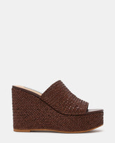 CASSI Brown Platform Raffia Wedge Women's Sandal | Steve Madden on Sale