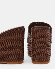 CASSI Brown Platform Raffia Wedge Women's Sandal | Steve Madden on Sale