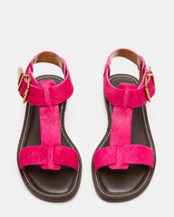 BRAZINN Hot Pink Strappy Flat Sandal Women's Sandal | Steve Madden Sale
