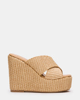 CERCEI Natural Raffia Platform Square-Toe Wedge Women's Sandal | Steve Madden discount