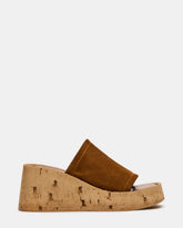 CELLAR Chestnut Suede Platform Wedge Square-Toe Women's Sandal | Steve Madden Sale