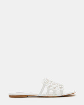 LOTUS White Leather Square-Toe Slide Women's Sandal | Steve Madden on Sale