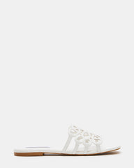 LOTUS White Leather Square-Toe Slide Women's Sandal | Steve Madden on Sale