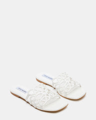 LOTUS White Leather Square-Toe Slide Women's Sandal | Steve Madden on Sale