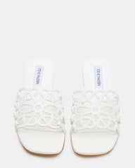 LOTUS White Leather Square-Toe Slide Women's Sandal | Steve Madden on Sale