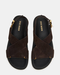 DONELLI Brown Suede Strappy Footbed Women's Sandal | Steve Madden discount