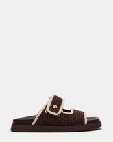 MAYSIE Brown Multi Woven Flatform Footbed Slide Women's Sandal | Steve Madden US
