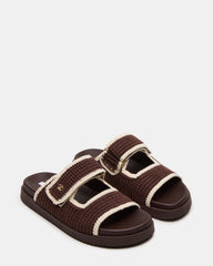 MAYSIE Brown Multi Woven Flatform Footbed Slide Women's Sandal | Steve Madden US