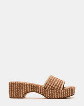 COSIMA Natural Platform Raffia Slide Women's Sandal | Steve Madden for Sale