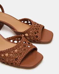 SOLEIL Tan Square-Toe Woven Women's Sandal | Steve Madden discount