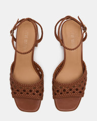 SOLEIL Tan Square-Toe Woven Women's Sandal | Steve Madden discount