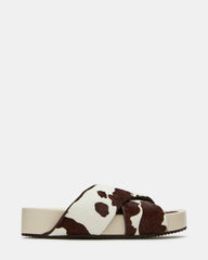 AVENDRA Brown Cow Print Flatform Slide Women's Sandal | Steve Madden online