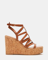 COZETTE Tan Leather Women's Platform Square-Toe Wedge Sandal | Steve Madden Sale