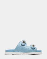 SCHMONA Blue Leather Quilted Slide | Women's Sandals | Steve Madden on Sale
