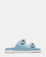 SCHMONA Blue Leather Quilted Slide | Women's Sandals | Steve Madden on Sale