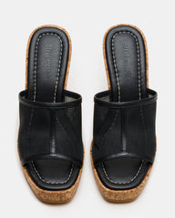 CRUZ Black Square-Toe Platform Mesh Wedge Mule Women's Sandal | Steve Madden discount