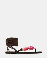 TASHA Pink Multi Strappy Lace-Up Flat Women's Sandal | Steve Madden for Sale