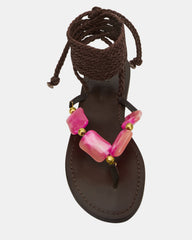 TASHA Pink Multi Strappy Lace-Up Flat Women's Sandal | Steve Madden for Sale