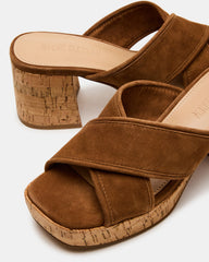 MARSDEN Chestnut Suede Women's Platform Square-Toe Mule Sandal | Steve Madden on Sale