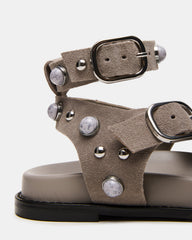 LINEAR Grey Suede Strappy Footbed Studded Women's Sandal | Steve Madden near me