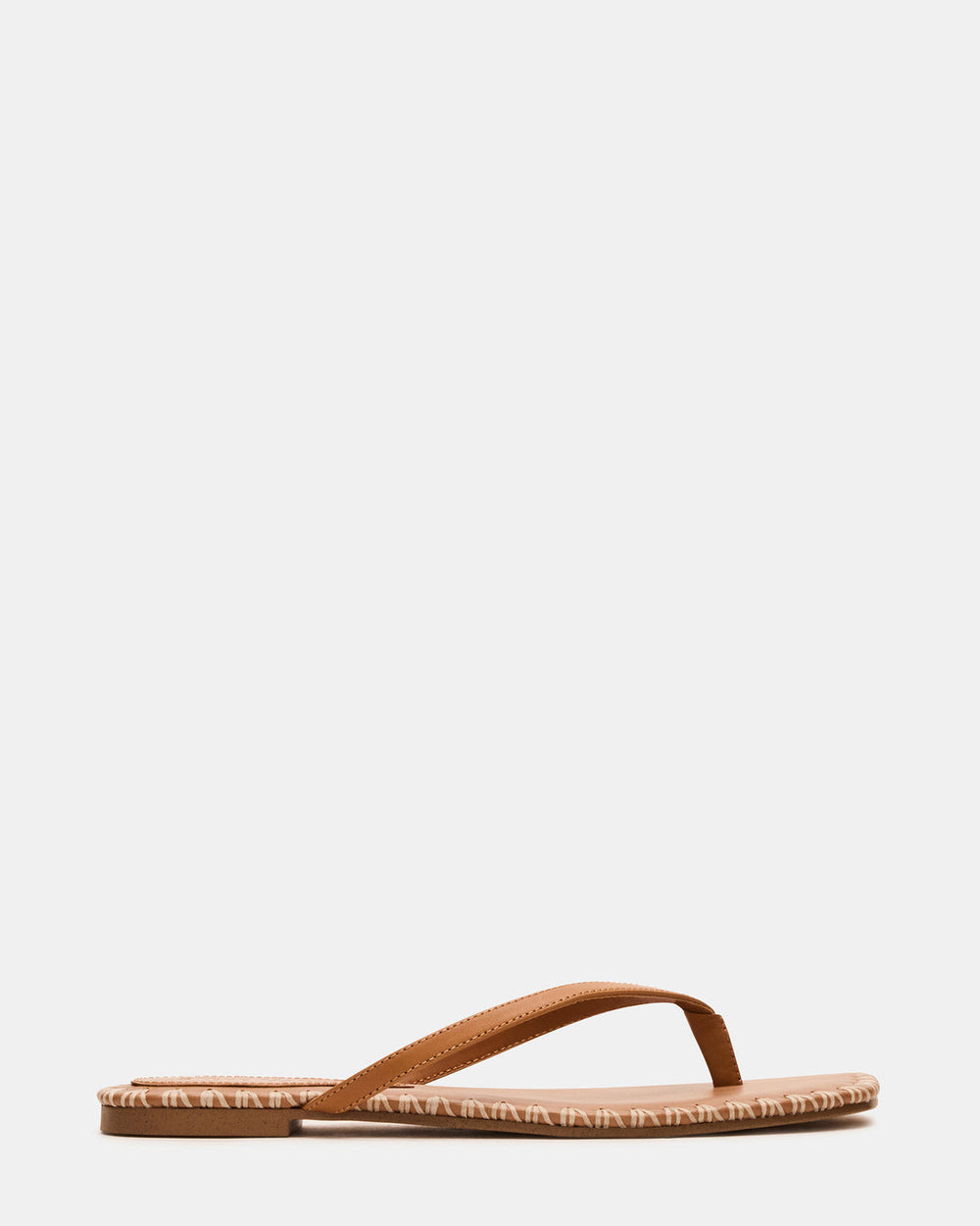MARELLA Cognac Leather Women's Thong Square-Toe Sandal | Steve Madden US