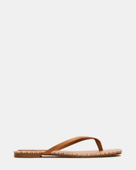 MARELLA Cognac Leather Women's Thong Square-Toe Sandal | Steve Madden US