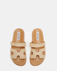 MAYVEN Natural Raffia Flatform Slide Women's Sandal | Steve Madden Sale
