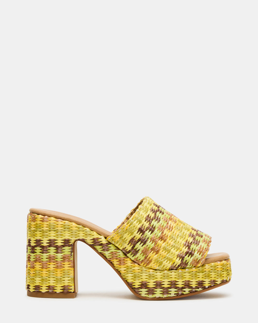 KOLA Raffia Multi Platform Square-Toe Block Heel Mule Women's Sandal | Steve Madden on Sale