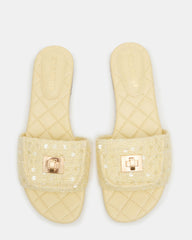 MORELAND Sequin Yellow Quilted Slide Women's Sandal | Steve Madden online