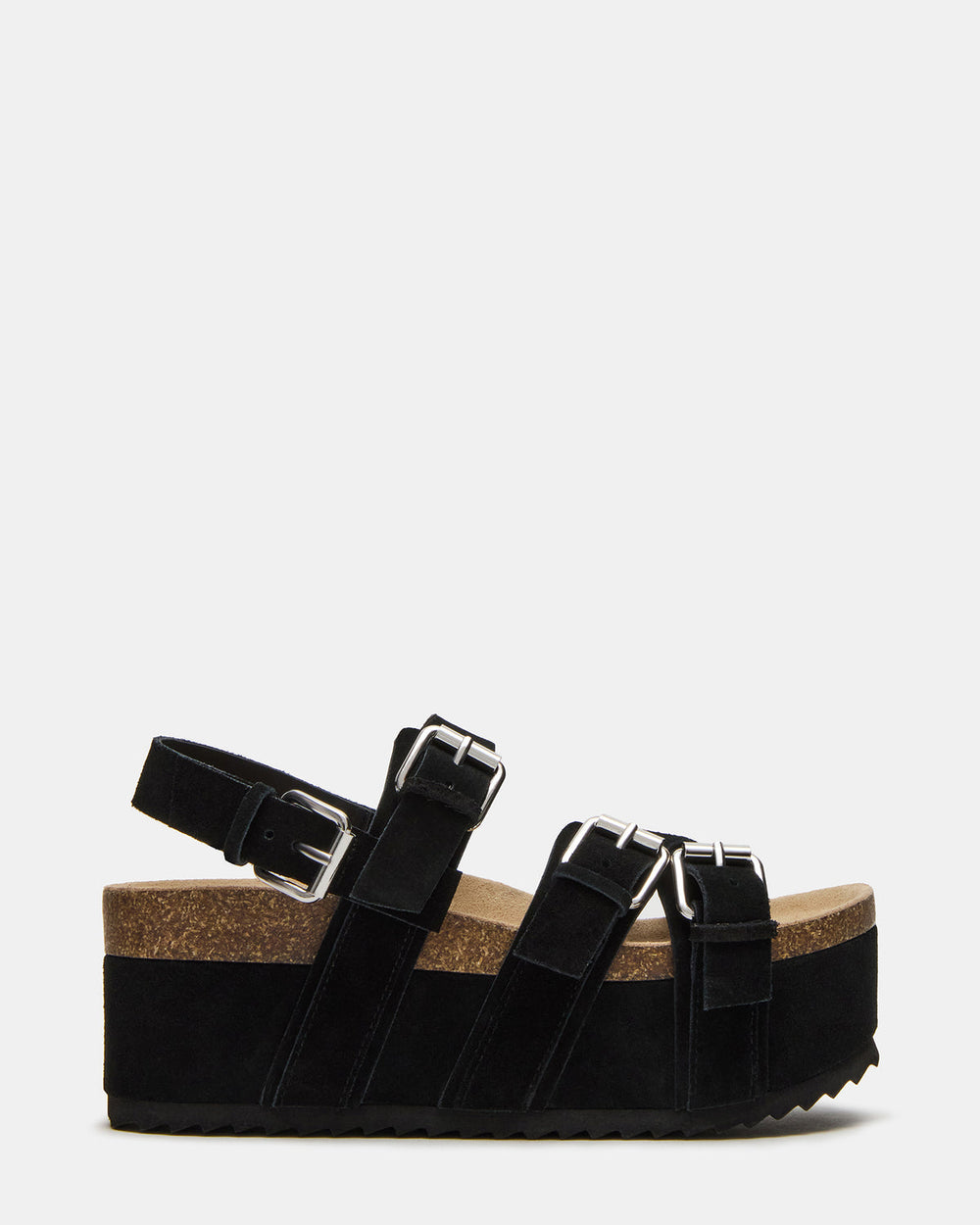 KIWI Black Suede Women's Strappy Platform Sandal | Steve Madden US