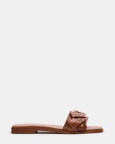 HILARIA Tan Leather Square-Toe Slide Women's Sandal | Steve Madden online