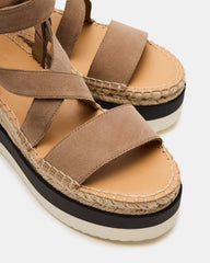SOREN Taupe Suede Women's Espadrille Sandal | Steve Madden outlet