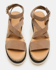 SOREN Taupe Suede Women's Espadrille Sandal | Steve Madden outlet