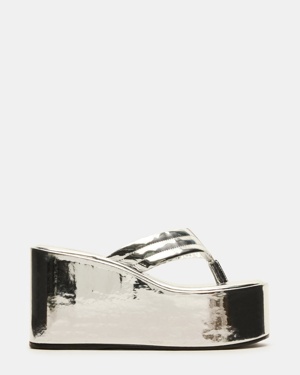 ESCAPISM Silver Crocodile Women's Platform Thong Wedge Sandal | Steve Madden on Sale