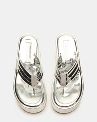 ESCAPISM Silver Crocodile Women's Platform Thong Wedge Sandal | Steve Madden on Sale