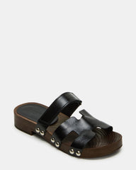 CANAL Black Patent Wood Bottom Slide Women's Sandal | Steve Madden discount