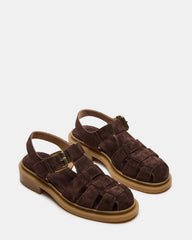 TOPE Chocolate Brown Suede Strappy Fisherman Women's Sandal | Steve Madden on Sale